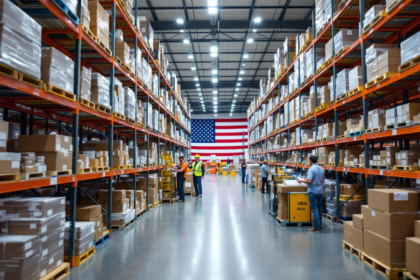 U.S. supply chain trends 2026 with warehouse inventory, cargo containers and supplier networks