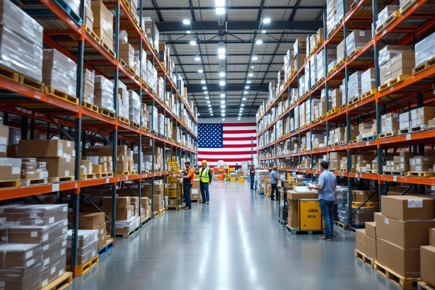 U.S. supply chain trends 2026 with warehouse inventory, cargo containers and supplier networks